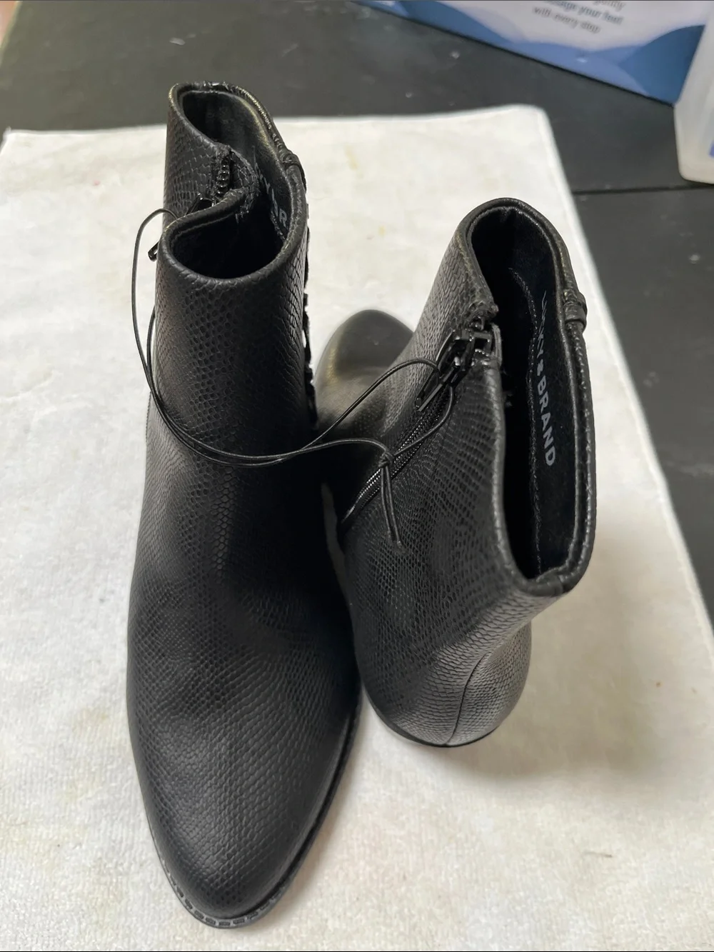 Lucky Brand Black Textured Pointed Ankle Booties